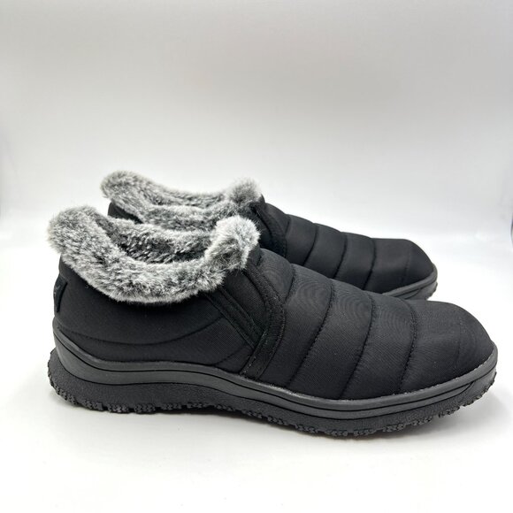 Minnetonka Womens Size 9 Black Quilted Gray Faux Fur Lined Boots‎ Booties Shoes - Picture 1 of 12